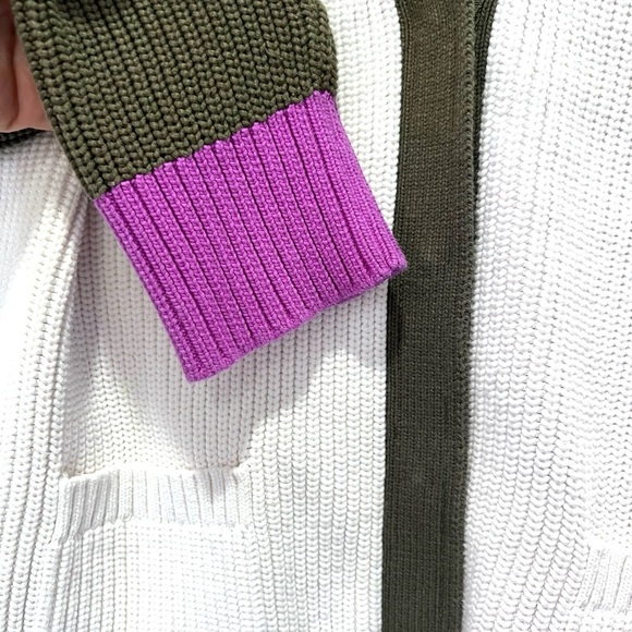 Talbots color block Purple and Brown Knit cardigan - Picture 7 of 10